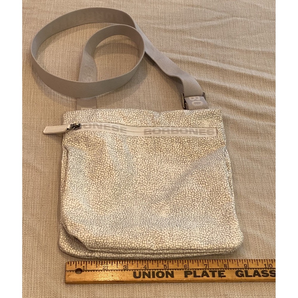 Borbonese Beige Ivory Nylon Crossbody Bag Made In Italy